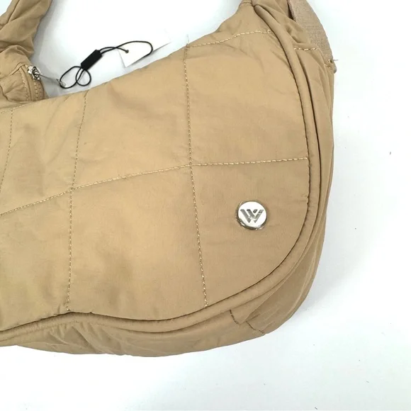 WESTBRONCO Small NWT Tan Puffer Crescent Moonie Shoulder Bag Adjustable Strap - Picture 2 of 10